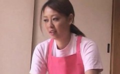 Subtitled CFNM Japanese caregiver elderly man handjob