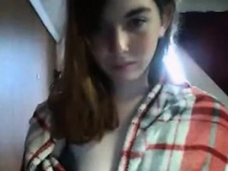 Sexy redheaded teen schoolgirl teases on webcam