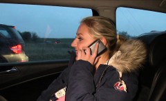 Busty Blonde Bangs Taxi Driver Outdoor