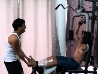 Asian Boy Idol Tickled On The Gym