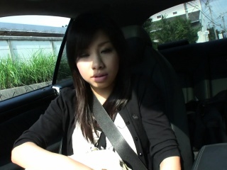 Cute Asian brunette teen fingered after blowing in the car