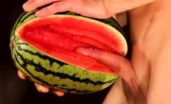 water melon cum - fucking a melon and cumming