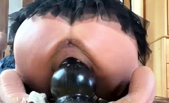 Slamming Goliath Dildo Balls Deep in Her Belly