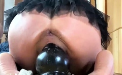 Slamming Goliath Dildo Balls Deep in Her Belly