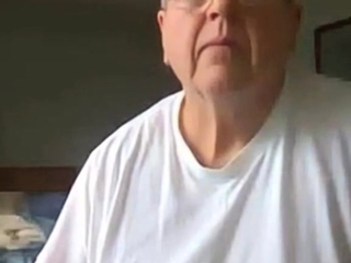 old man jerking his big dick