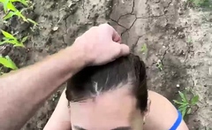 Blowjob fucking cumshot outdoors