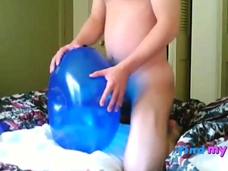 Humping Blue Geo Balloon with Sex Toy until I Cum