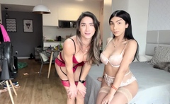 Hot Lesbian Babes Kissing In Sexy Lingerie