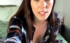 Brunette solo darling masturbating at home