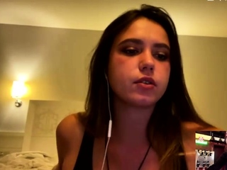 Seductive brunette amateur British teen babe with pierced