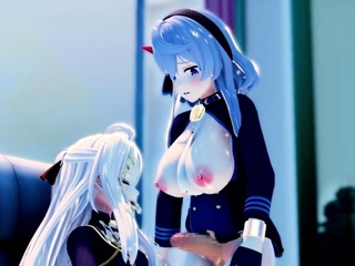 Hentai redhead gives blowjob and having sex