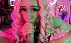 Cute blonde teen girlfriend awesome POV blowjob