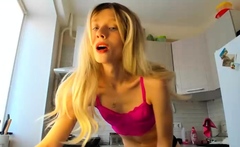 Curly Blonde Teen Records Solo Dildo Masturbation More at