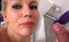 Amateur Blonde Blowjob handjob and cumshot