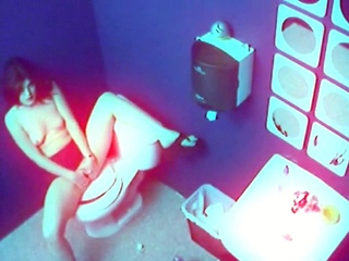 Solo slut masturbating in the office