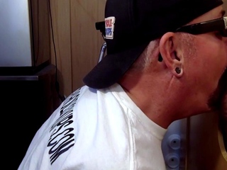 Moustache auntie cocksucking gloryhole