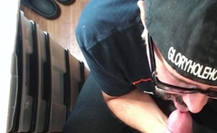 Cumloving Moustache gives blowjob