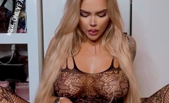 Horny blonde masturbates with two toys in hd video