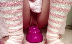 Amateur blondie solo anal masturbation