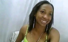 Ebony Plays with Dildo on Webcam