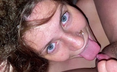 Mature amateur wife full blowjob with cumshot in mouth