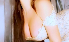 Blonde amateur gives webcam show with toys