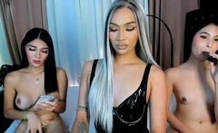 Tattood shemale tranny plays with ass during masturbation