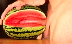 Muscular Stud Fucks and Cums on Watermelon