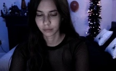 Amateur Busty Brunette Masturbates And Does Hand Job