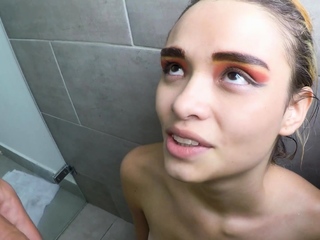 Blonde Latina Teen Drinks Hot Piss