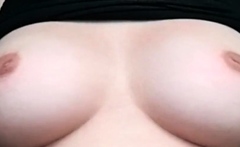 Petite Brunette Teen Plays with Her Small Tits on Webcam