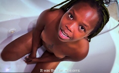 Petite Ebony Teen Cutie Soaked In Piss