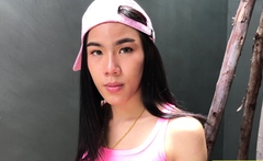 Perfect ass Asian ladyboy bareback anal