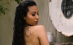 Ebony Milf Strips And Showers Outdoors