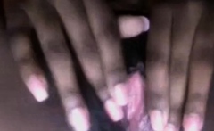 Busty black girl masturbates on webcam