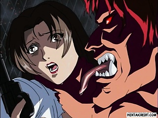 Caught hentai babe gets brutally fucked by monster